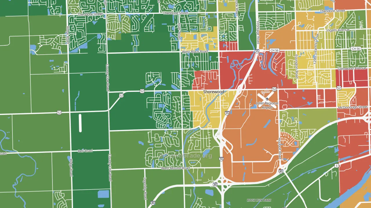 Shorewood, IL Map of Theft Rates