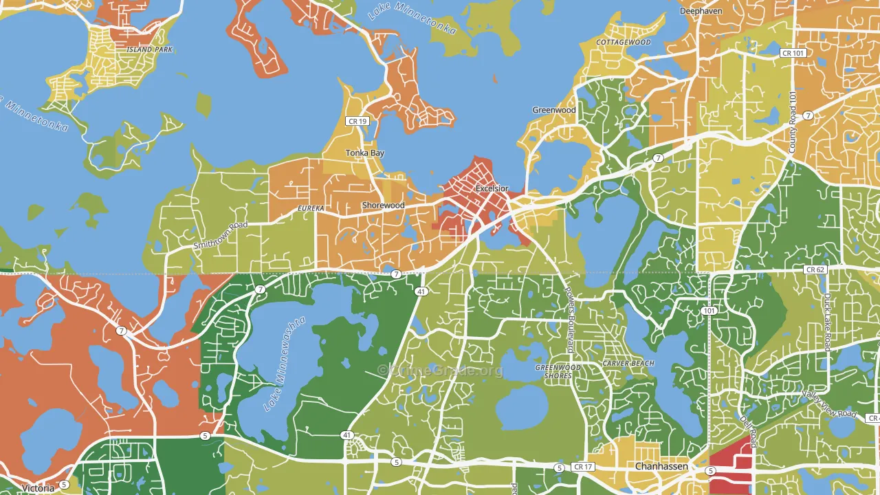 Shorewood, MN Map of Theft Rates