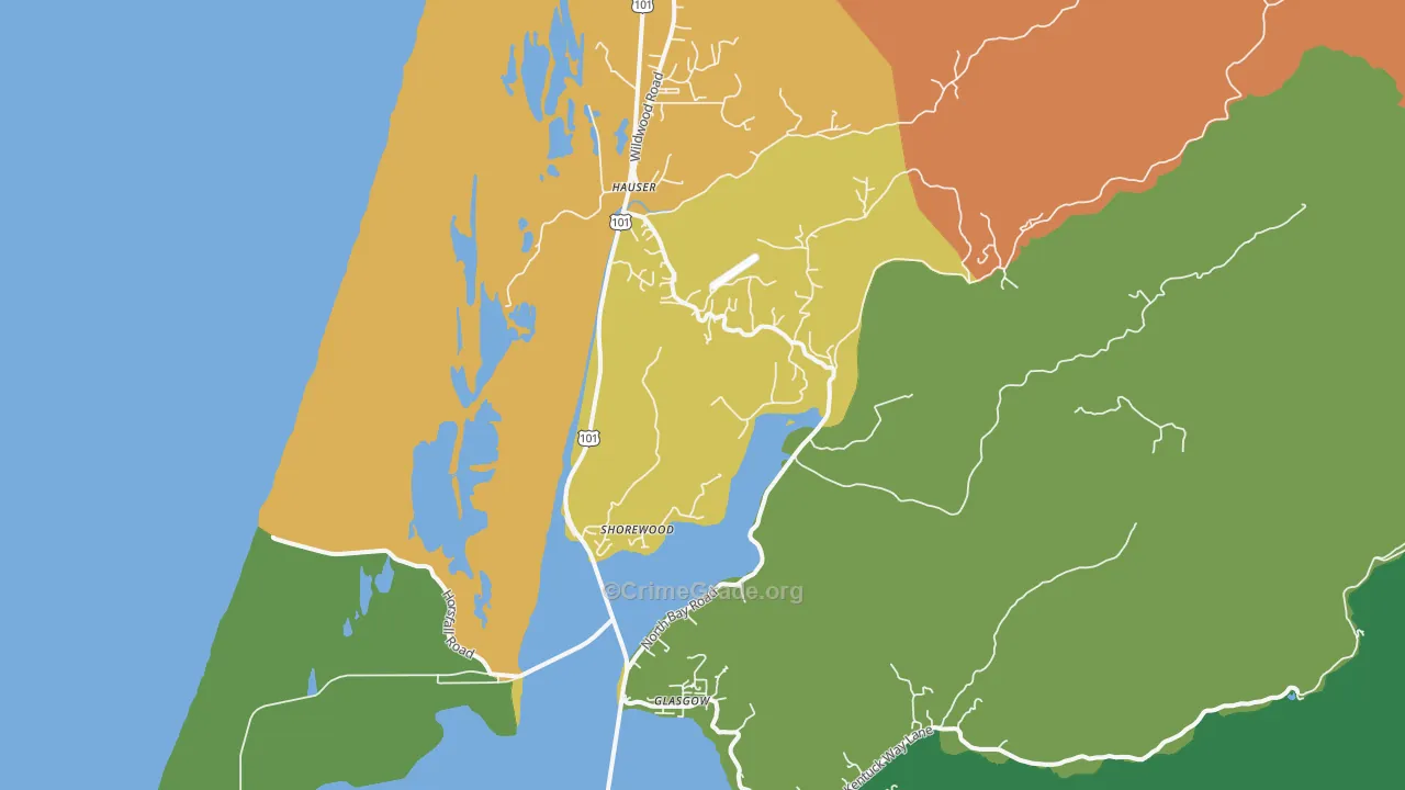 Shorewood, OR Map of Theft Rates