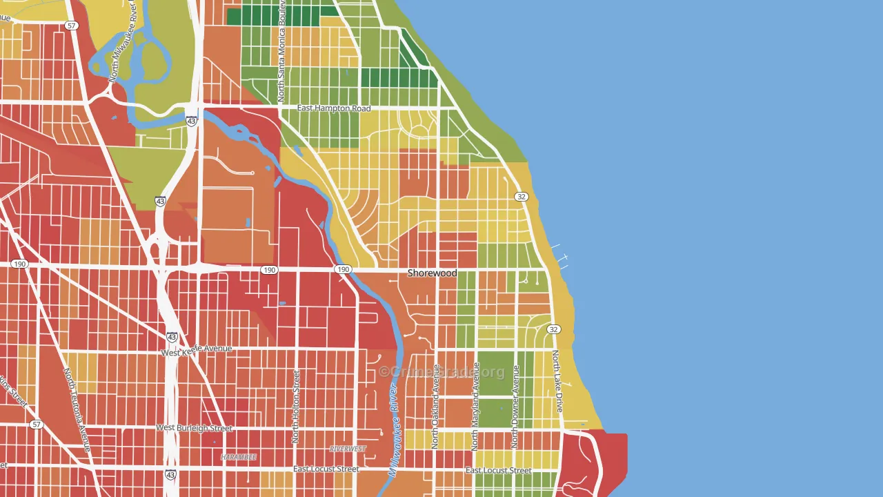 Shorewood, WI Map of Theft Rates
