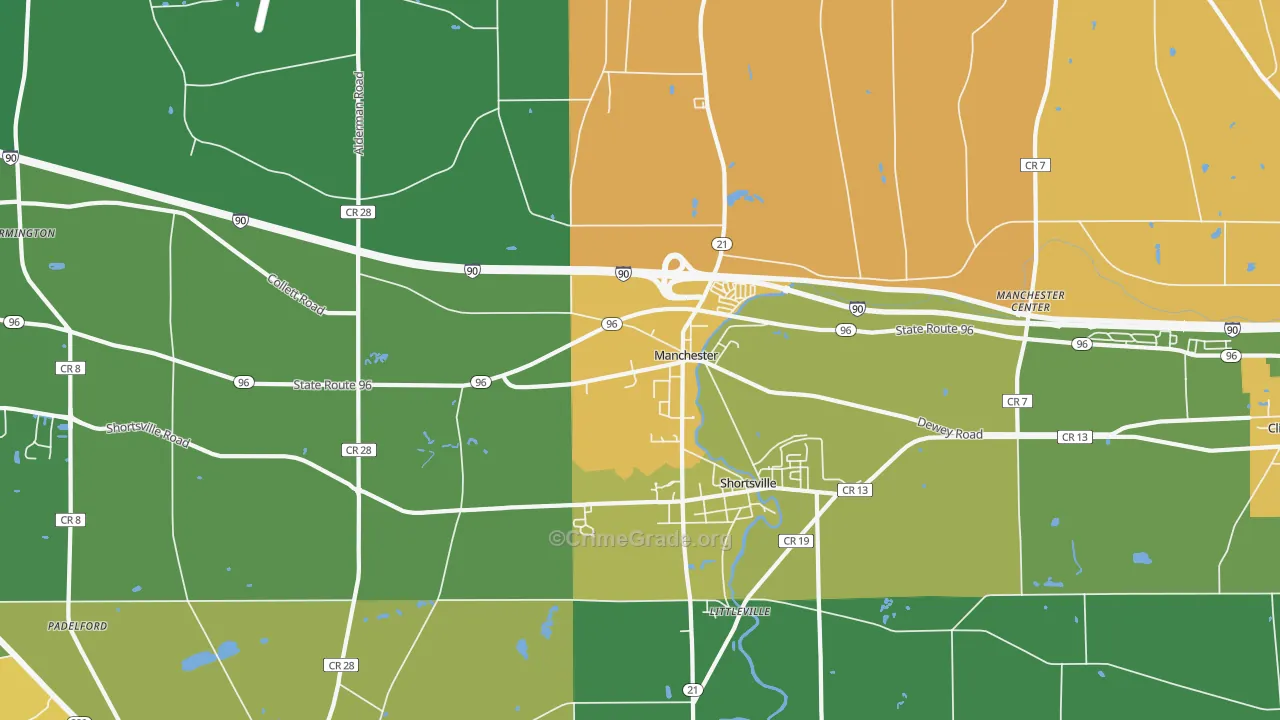 Shortsville, NY Map of Theft Rates