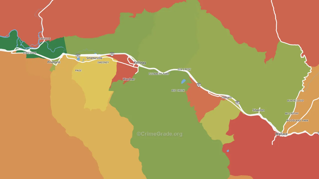 Shoshone County, ID Map of Theft Rates