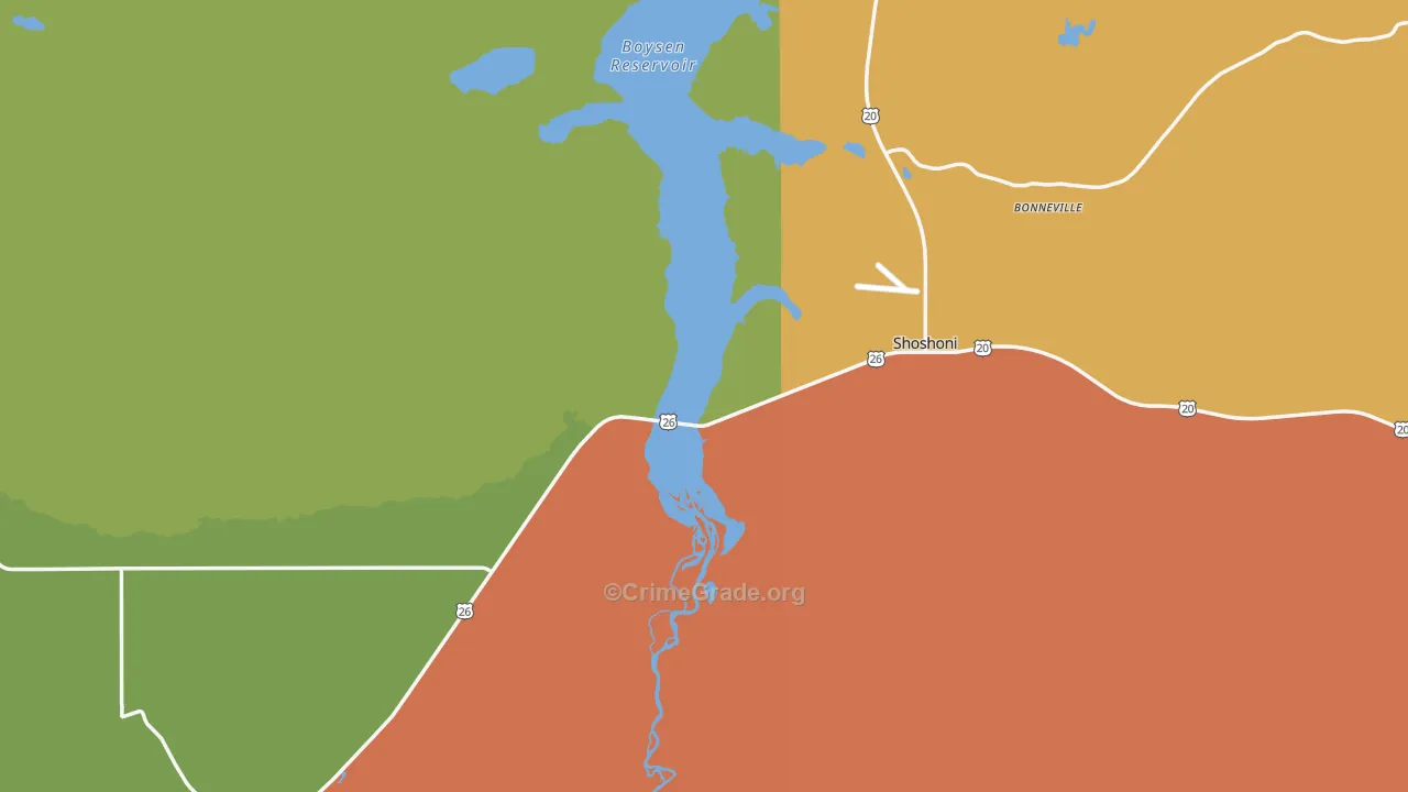 Shoshoni, WY Map of Theft Rates