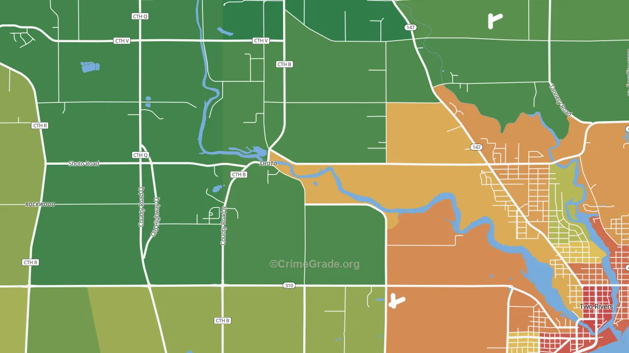 Shoto, WI Map of Theft Rates