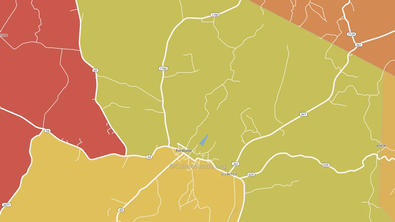 Shreve, KY Map of Theft Rates