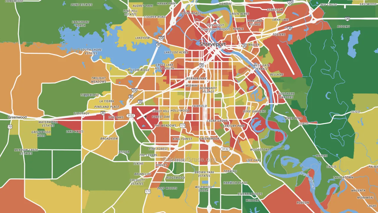 Shreveport, LA Map of Theft Rates