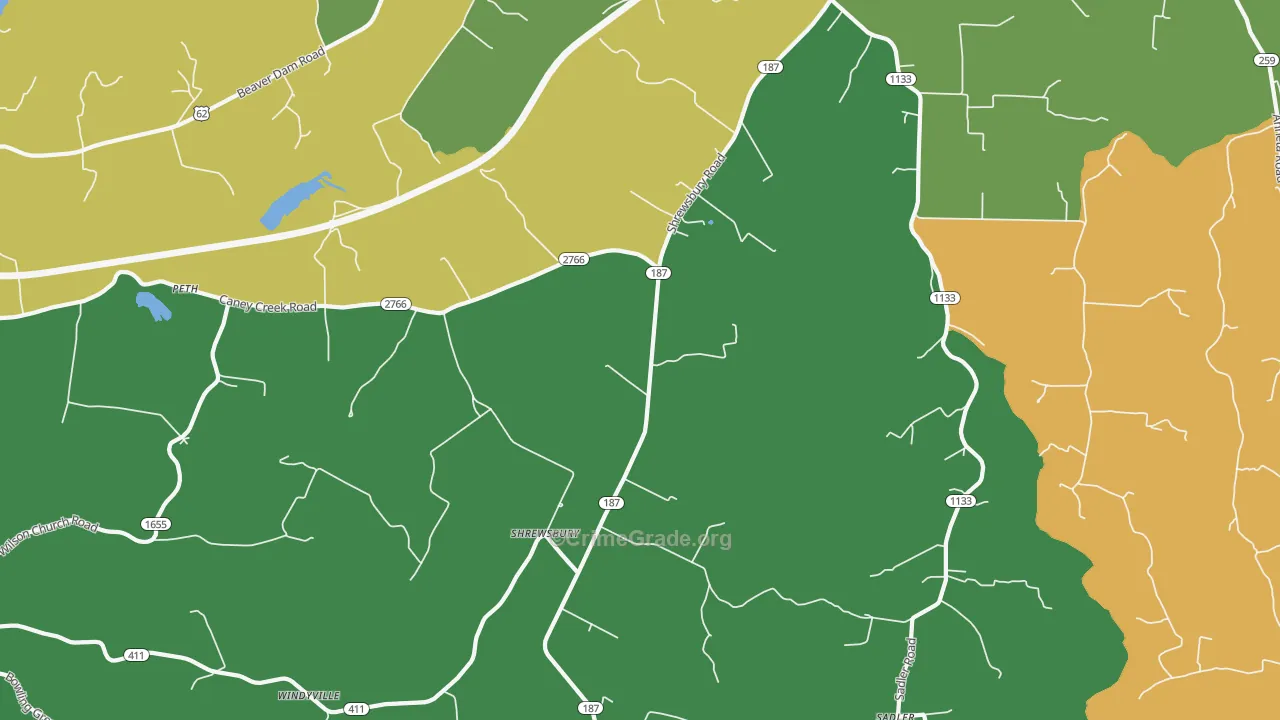 Shrewsbury, KY Map of Theft Rates