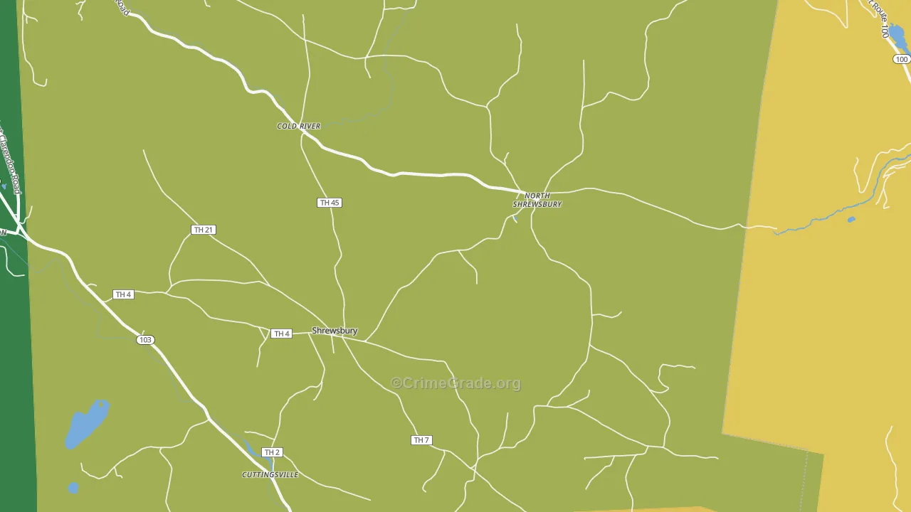 Shrewsbury, VT Map of Theft Rates
