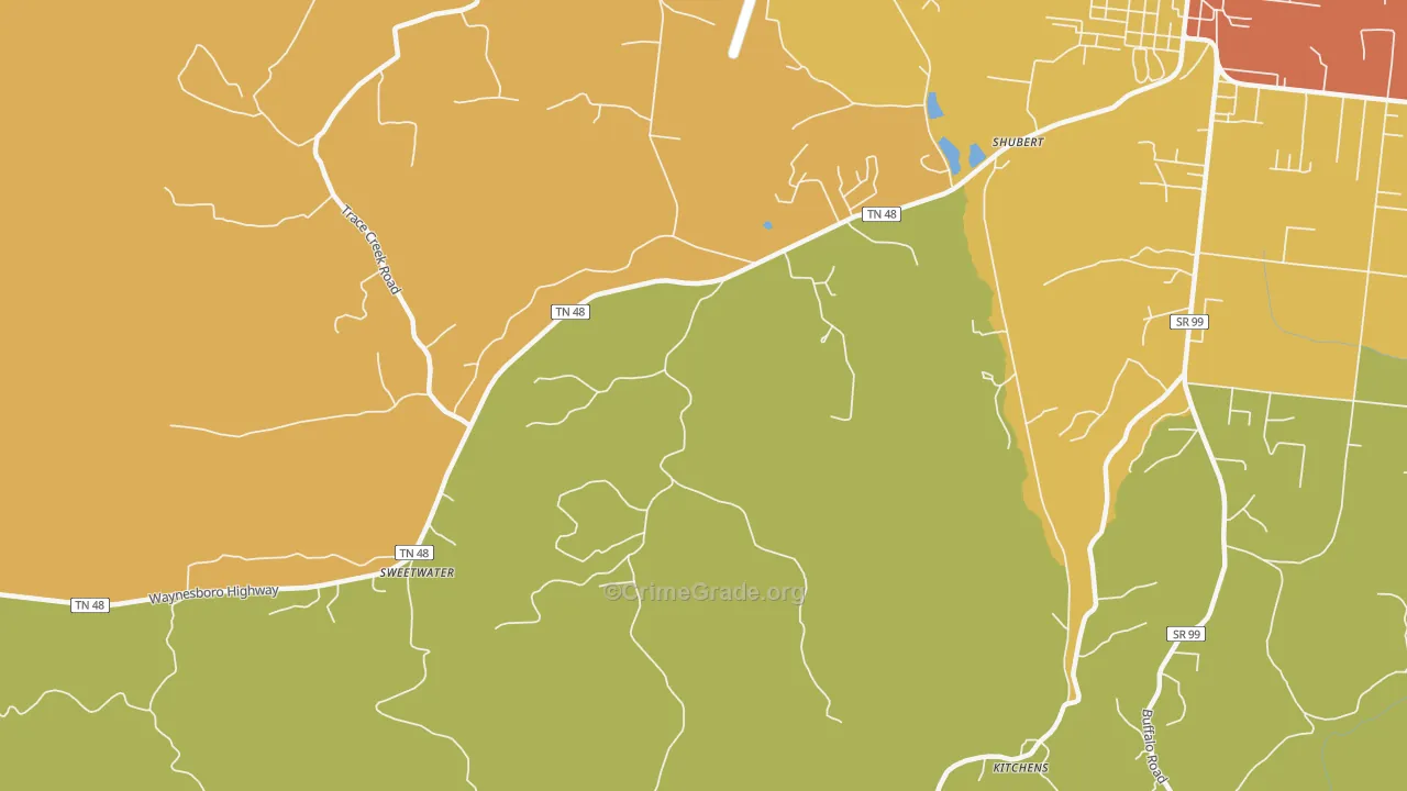 Shubert, TN Map of Theft Rates