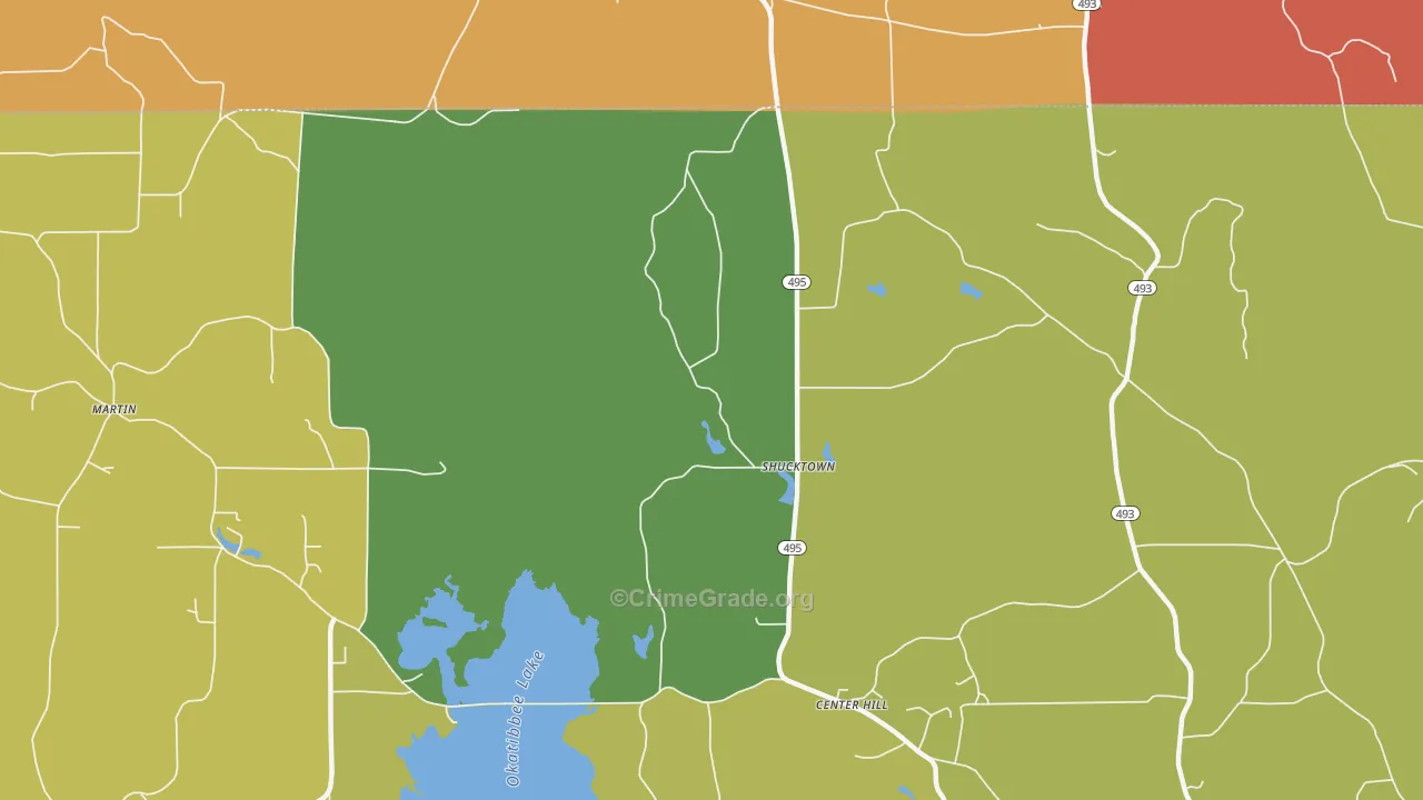 Shucktown, MS Map of Theft Rates