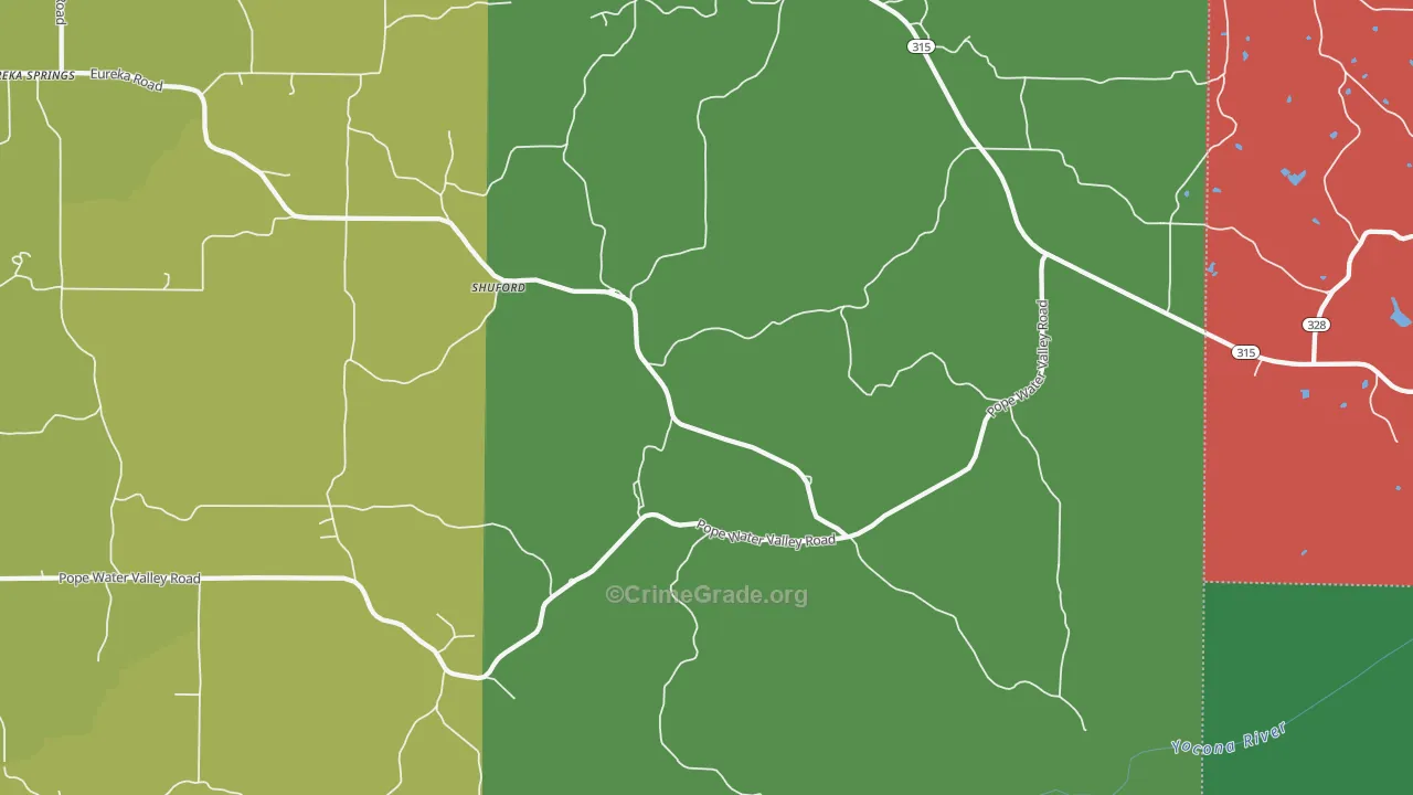 Shuford, MS Map of Theft Rates