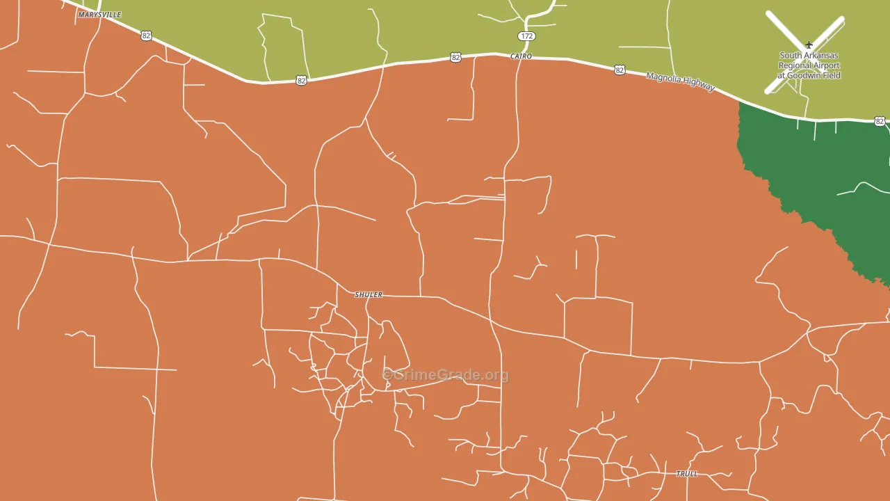 Shuler, AR Map of Theft Rates