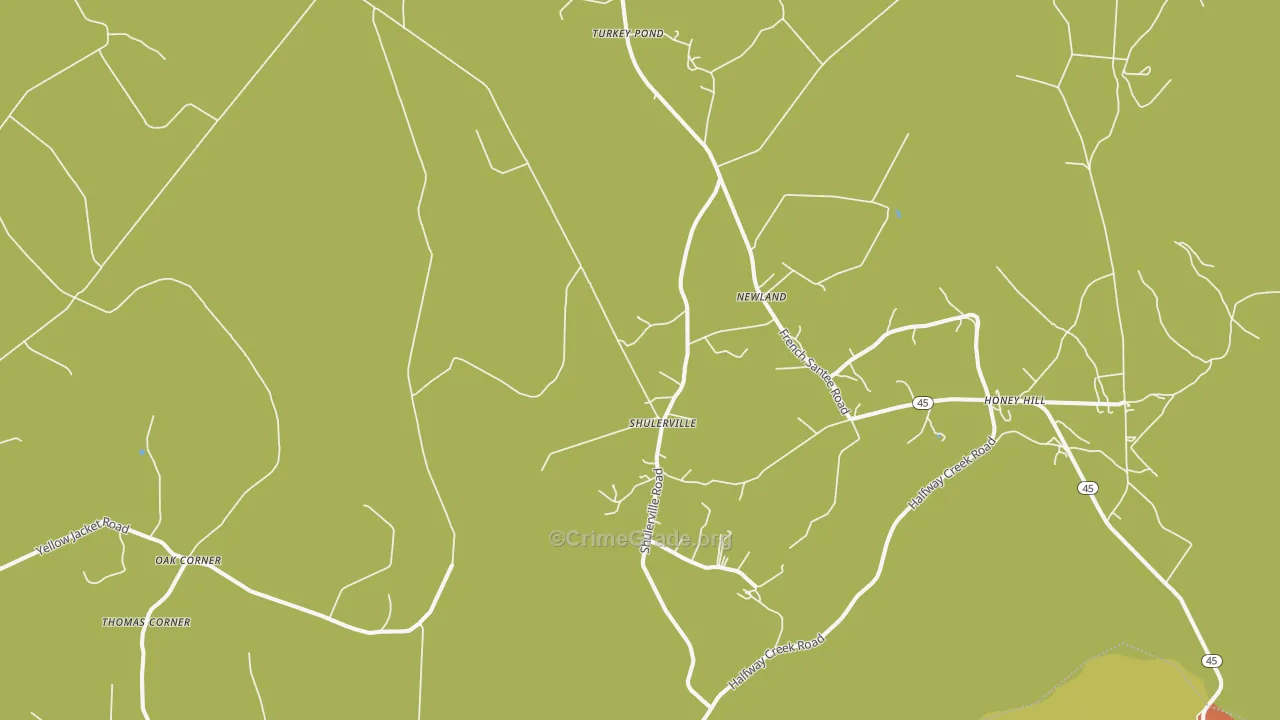 Shulerville, SC Map of Theft Rates