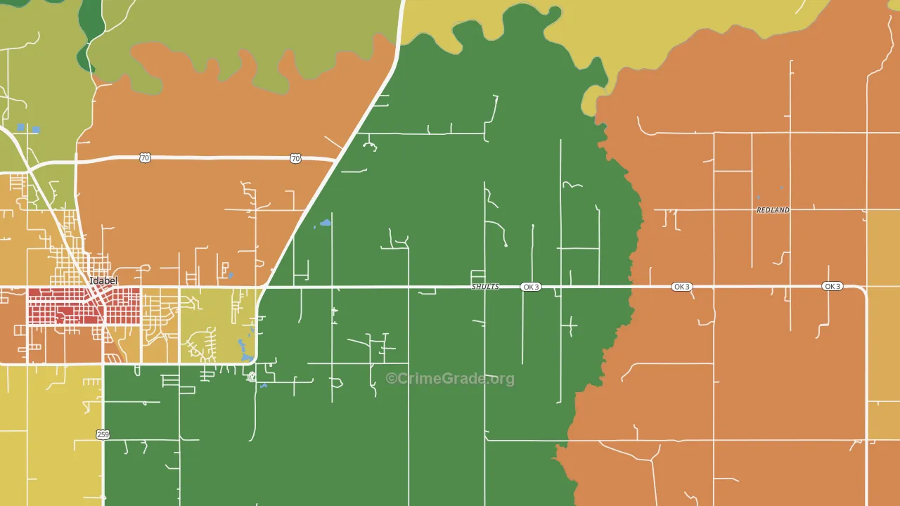 Shults, OK Map of Theft Rates