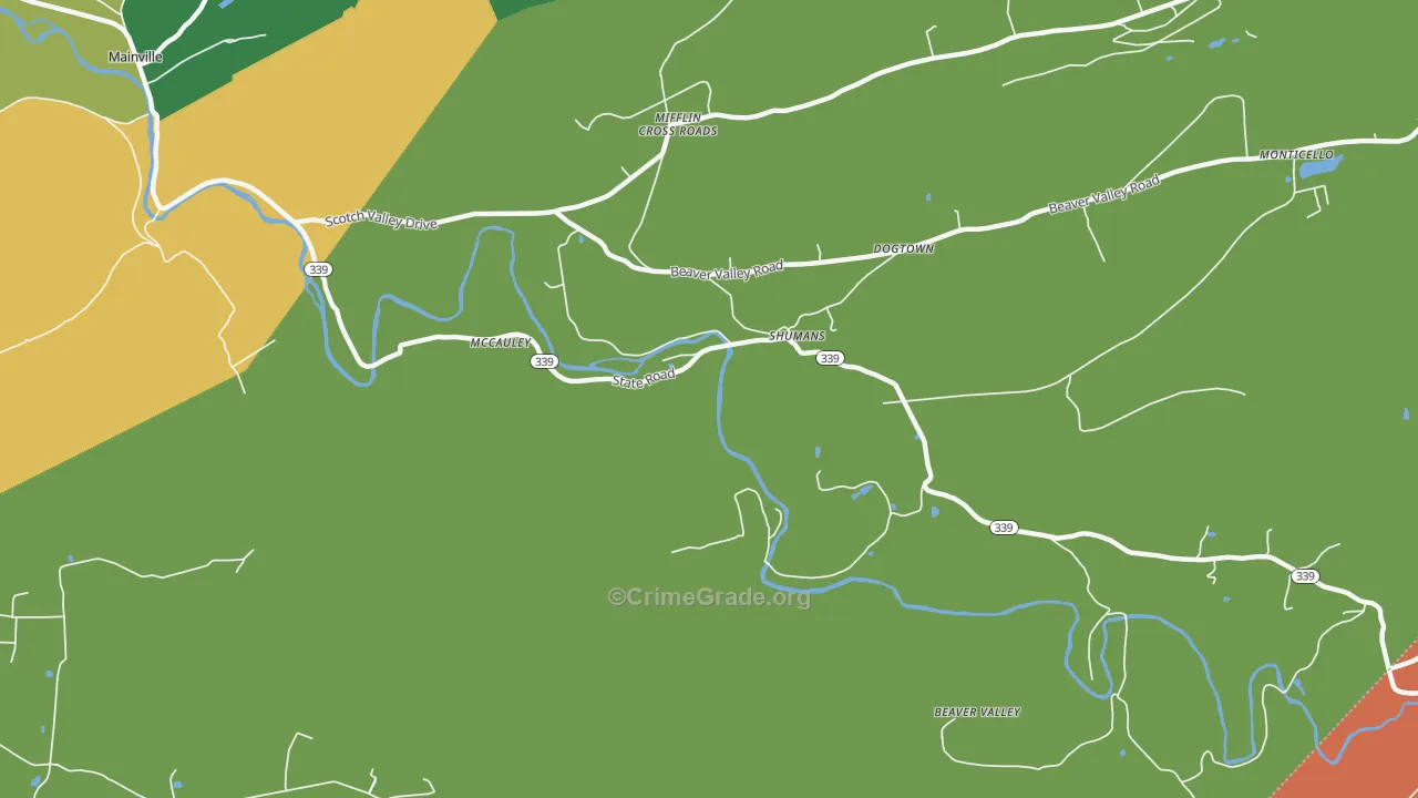 Shumans, PA Map of Theft Rates
