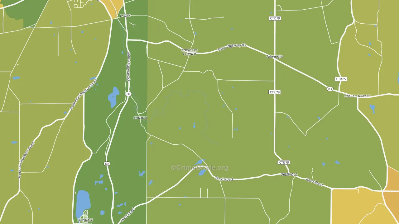 Shumla, NY Map of Theft Rates