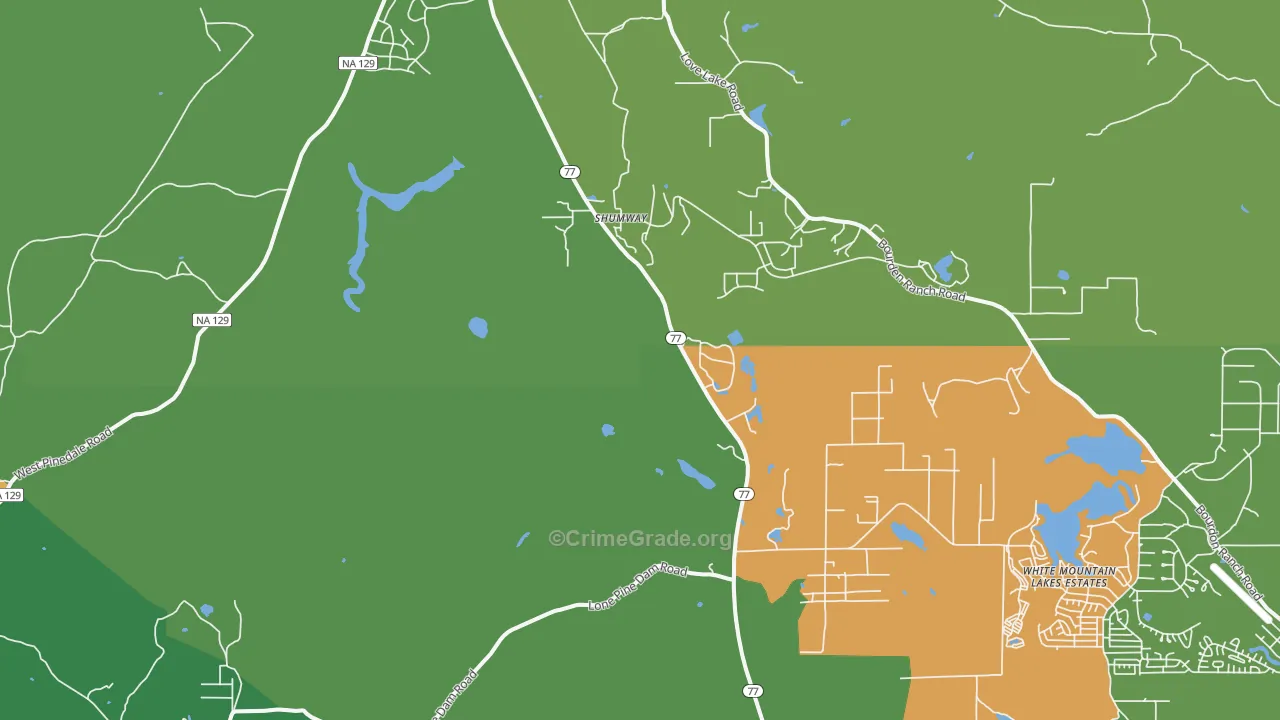 Shumway, AZ Map of Theft Rates