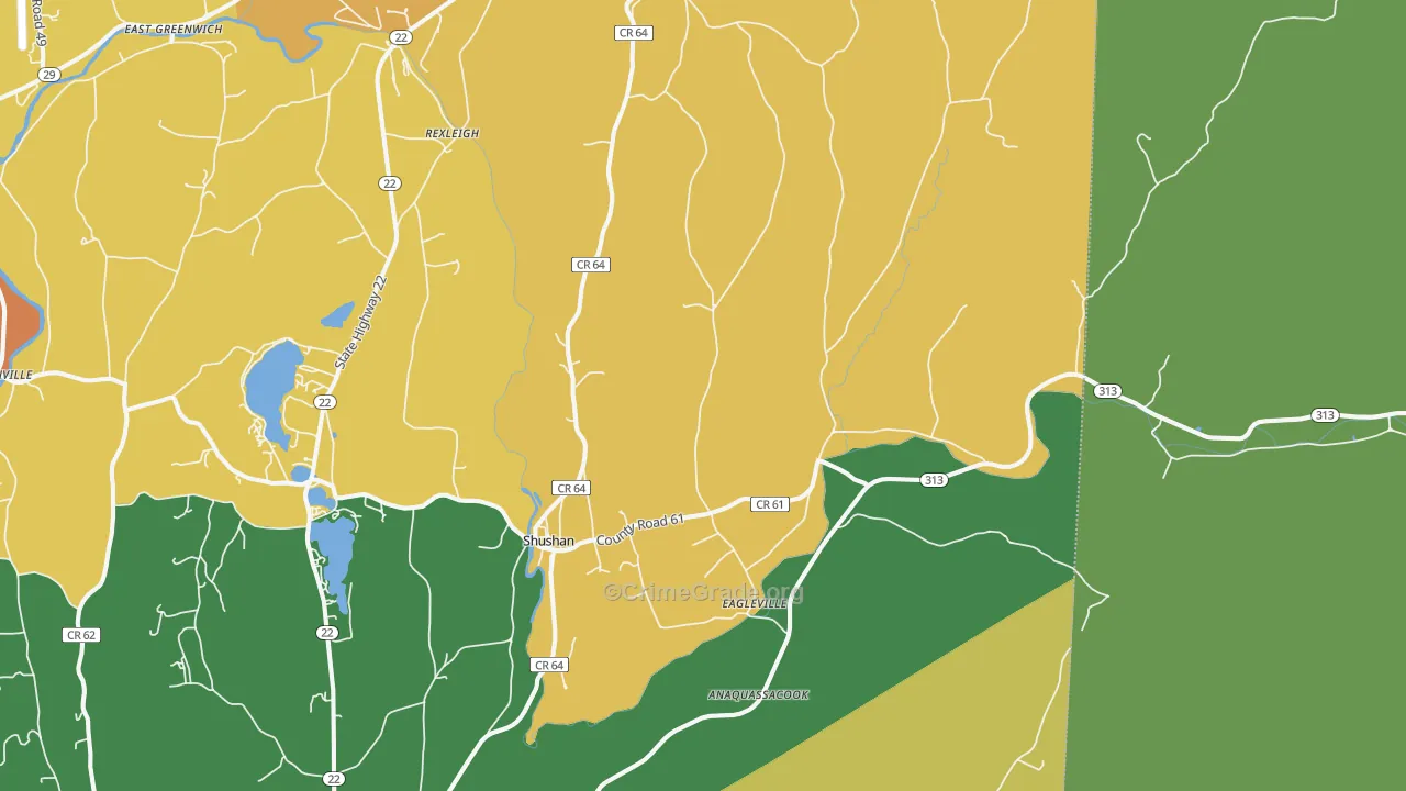 Shushan, NY Map of Theft Rates
