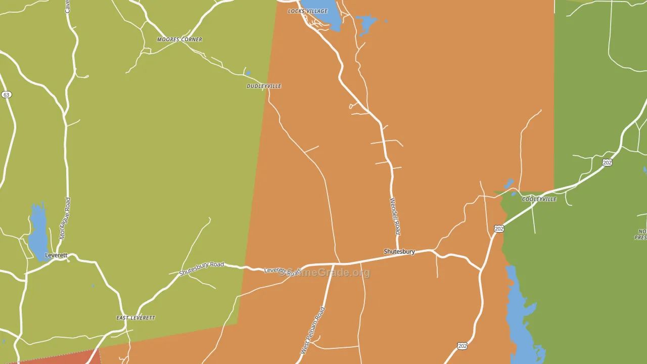 Shutesbury, MA Map of Theft Rates