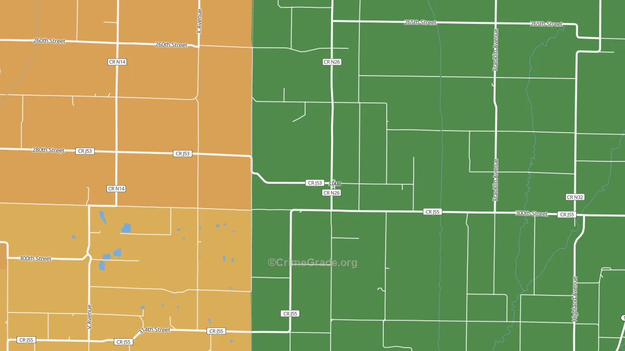 Siam, IA Map of Theft Rates