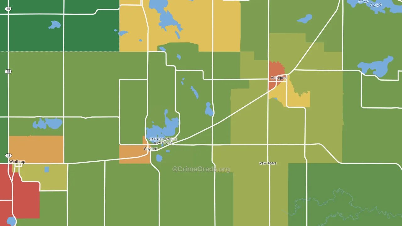 Sibley County, MN Map of Theft Rates