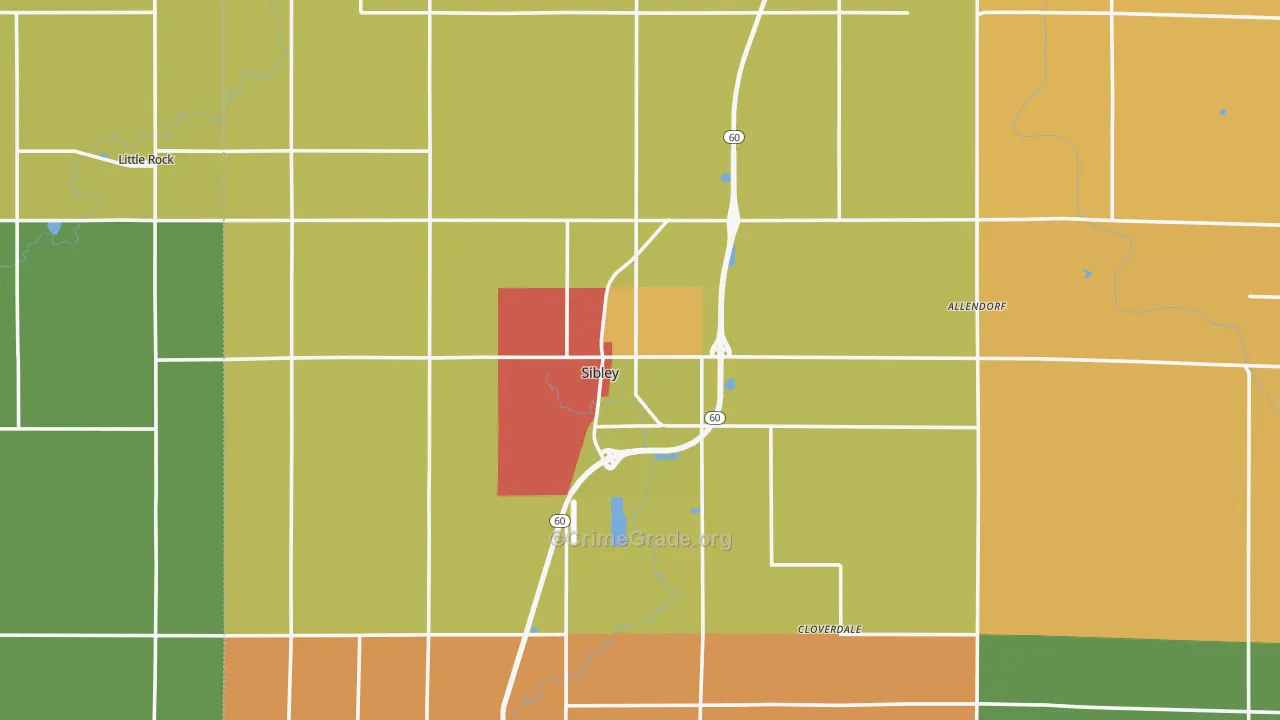 Sibley, IA Map of Theft Rates