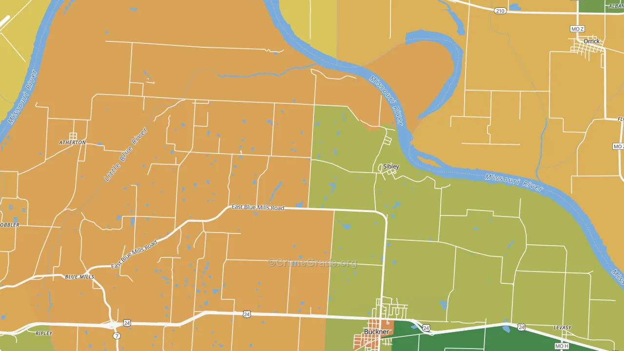 Sibley, MO Map of Theft Rates