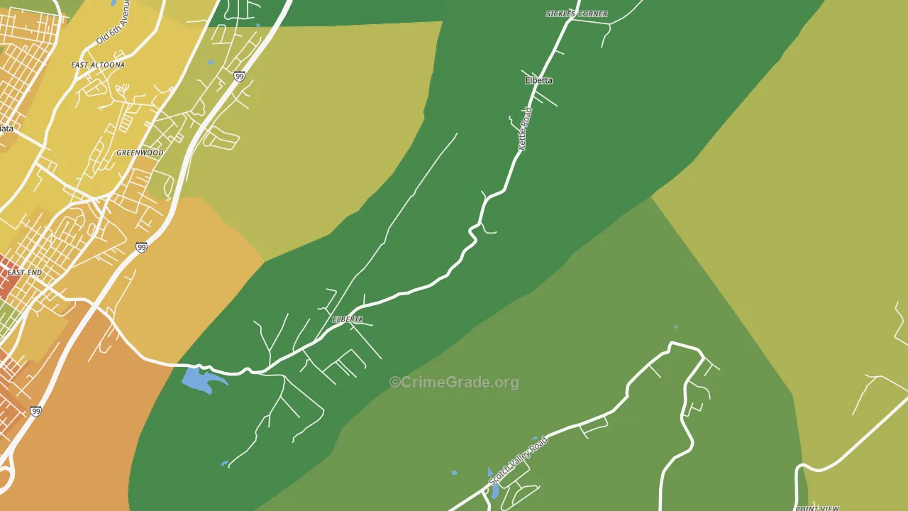 Sickles Corner, PA Map of Theft Rates