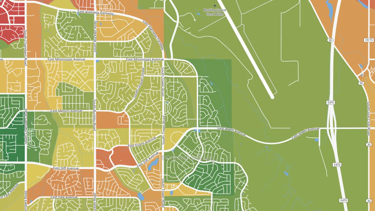 Side Creek, Aurora, CO Map of Theft Rates