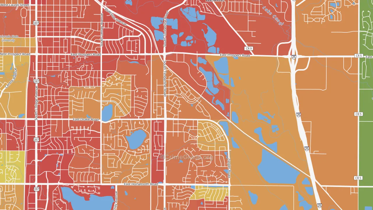 Side Hill, Fort Collins, CO Map of Theft Rates