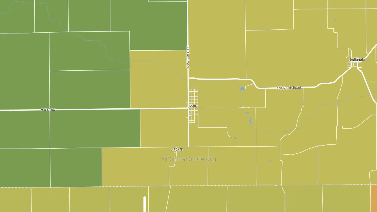 Sidell, IL Map of Theft Rates