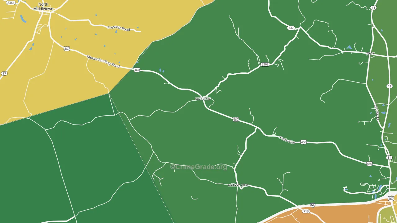 Sideview, KY Map of Theft Rates