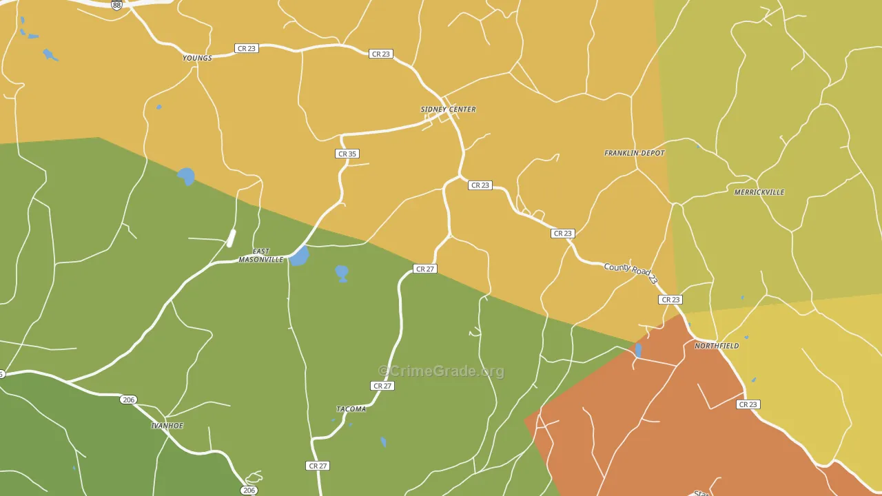 Sidney Center, NY Map of Theft Rates