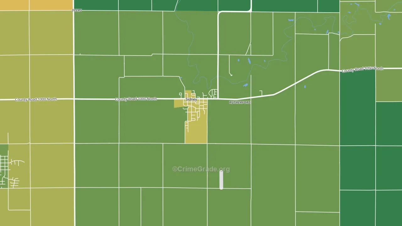 Sidney, IL Map of Theft Rates