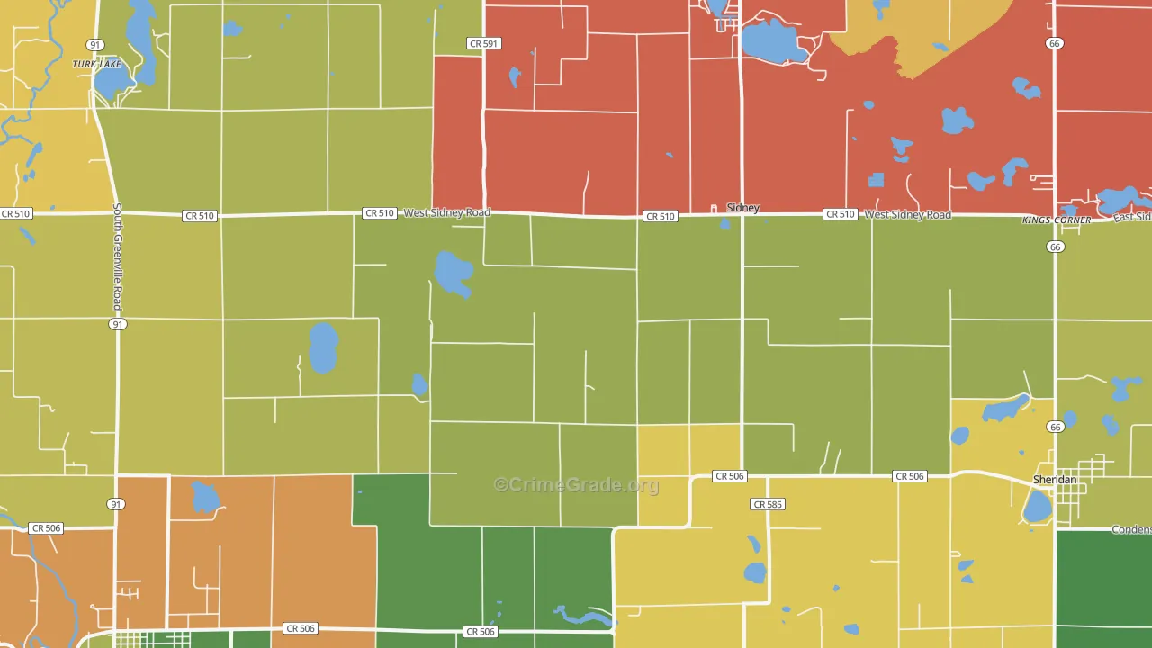 Sidney, MI Map of Theft Rates