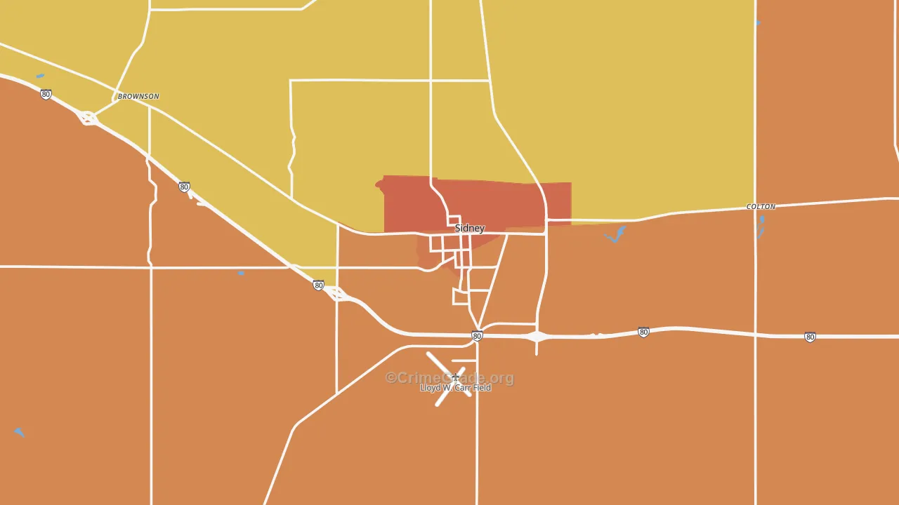 Sidney, NE Map of Theft Rates
