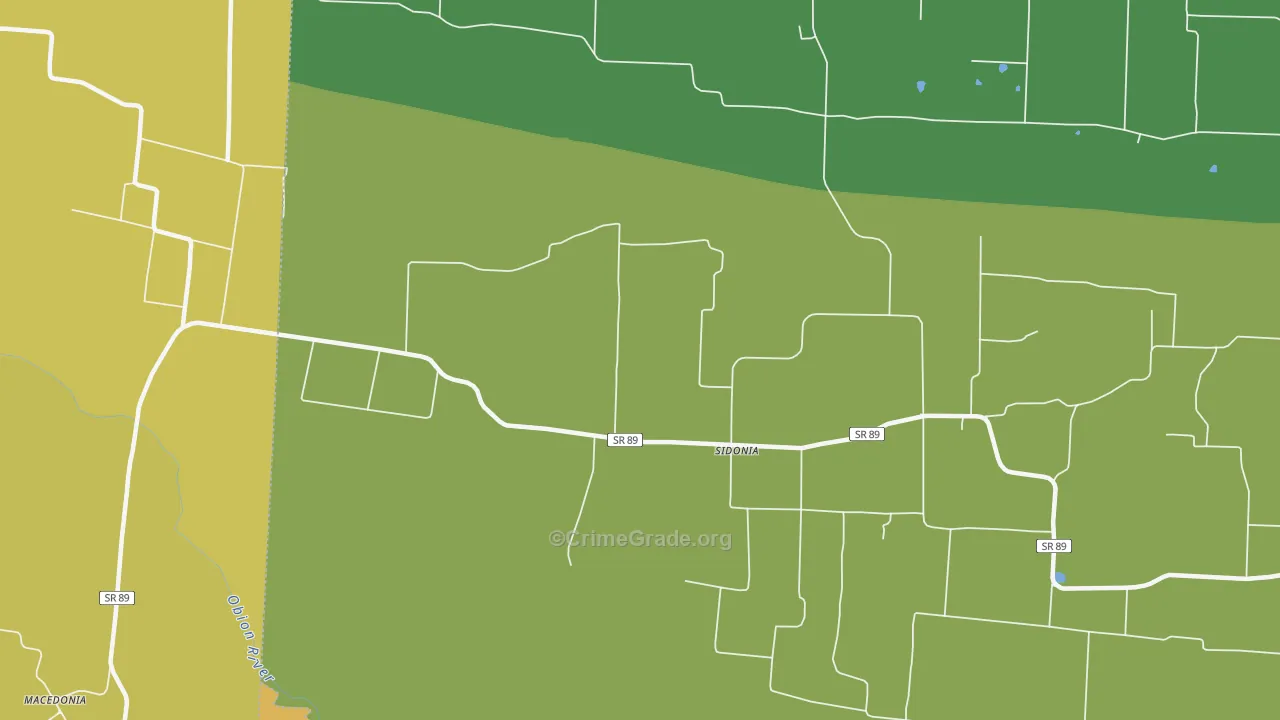 Sidonia, TN Map of Theft Rates