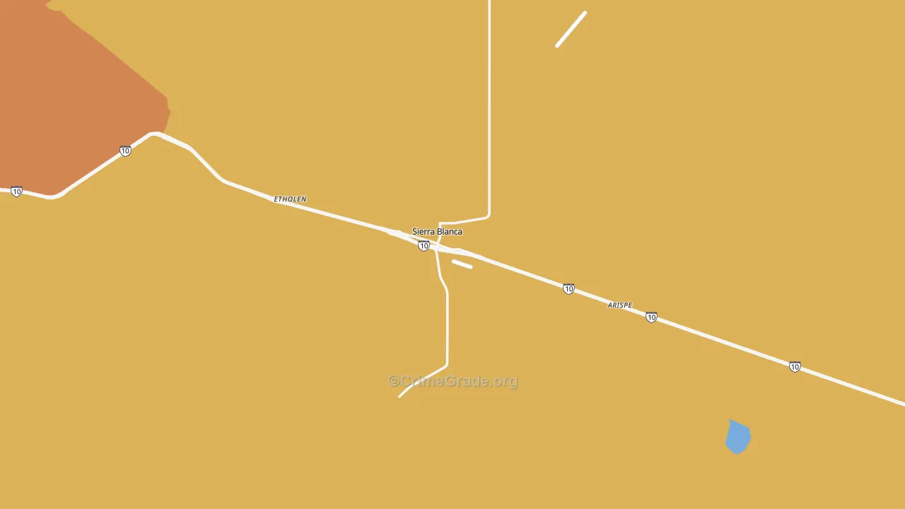 Sierra Blanca, TX Map of Theft Rates