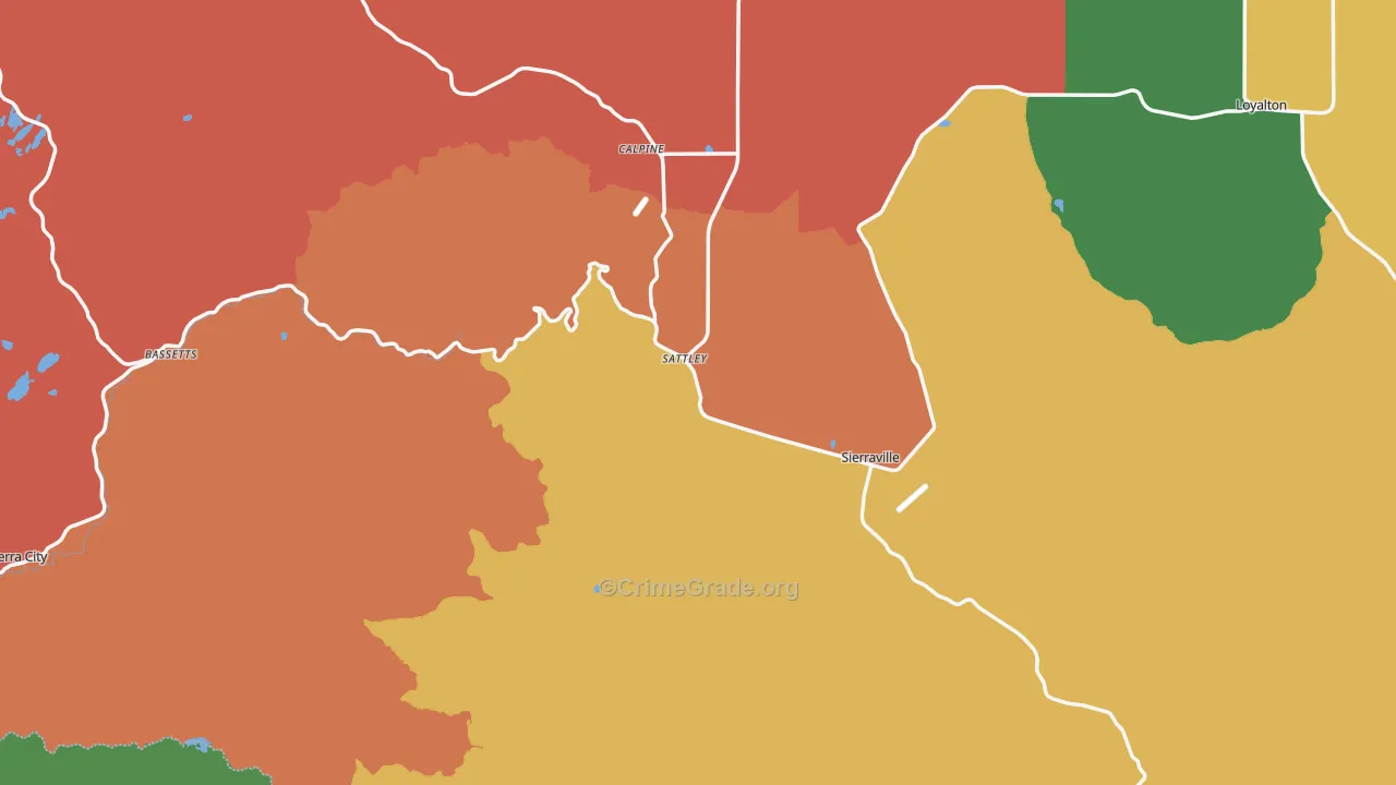 Sierra County, CA Map of Theft Rates