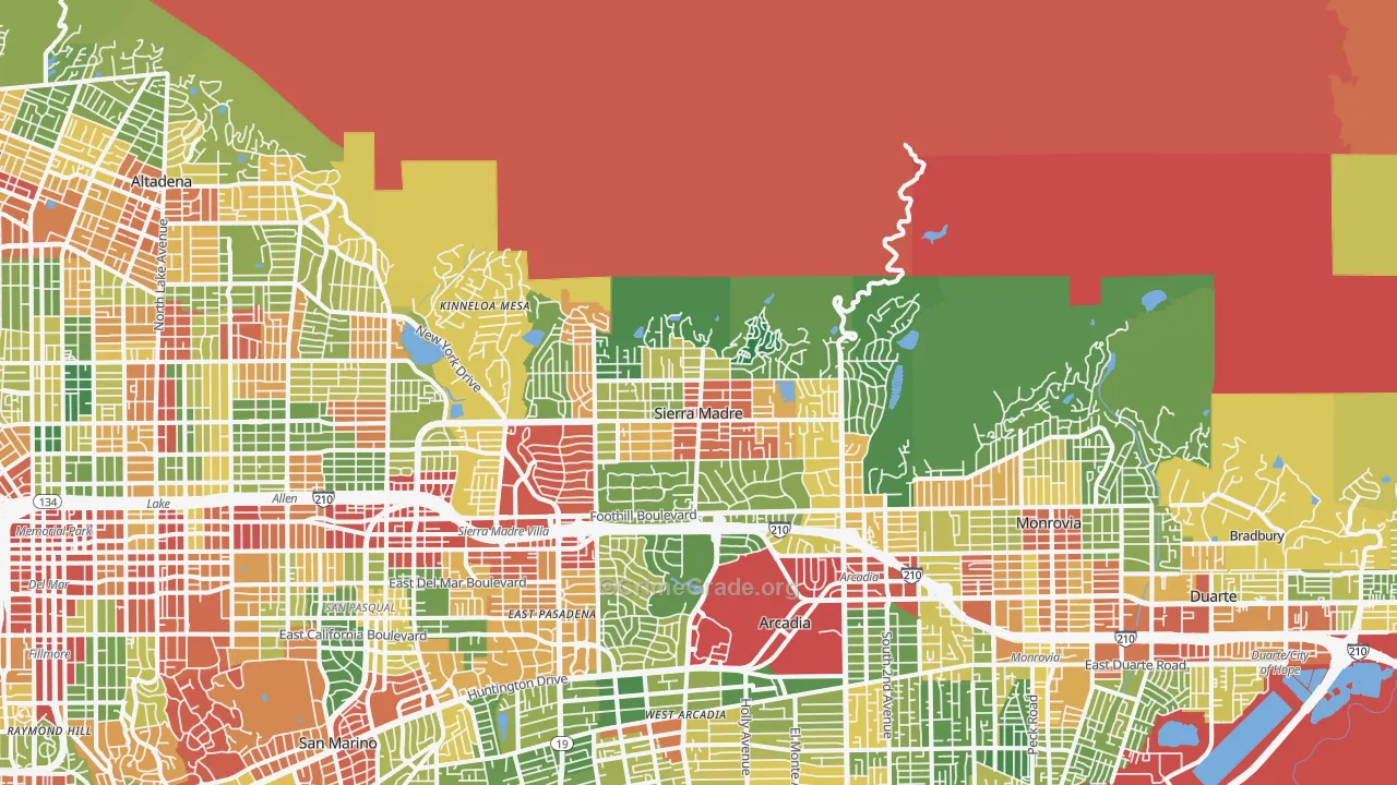 Sierra Madre, CA Map of Theft Rates