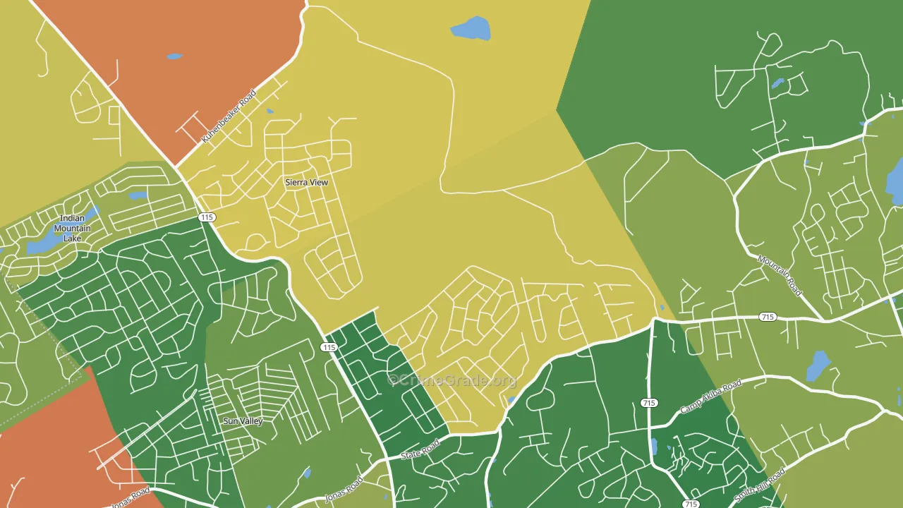 Sierra View, PA Map of Theft Rates