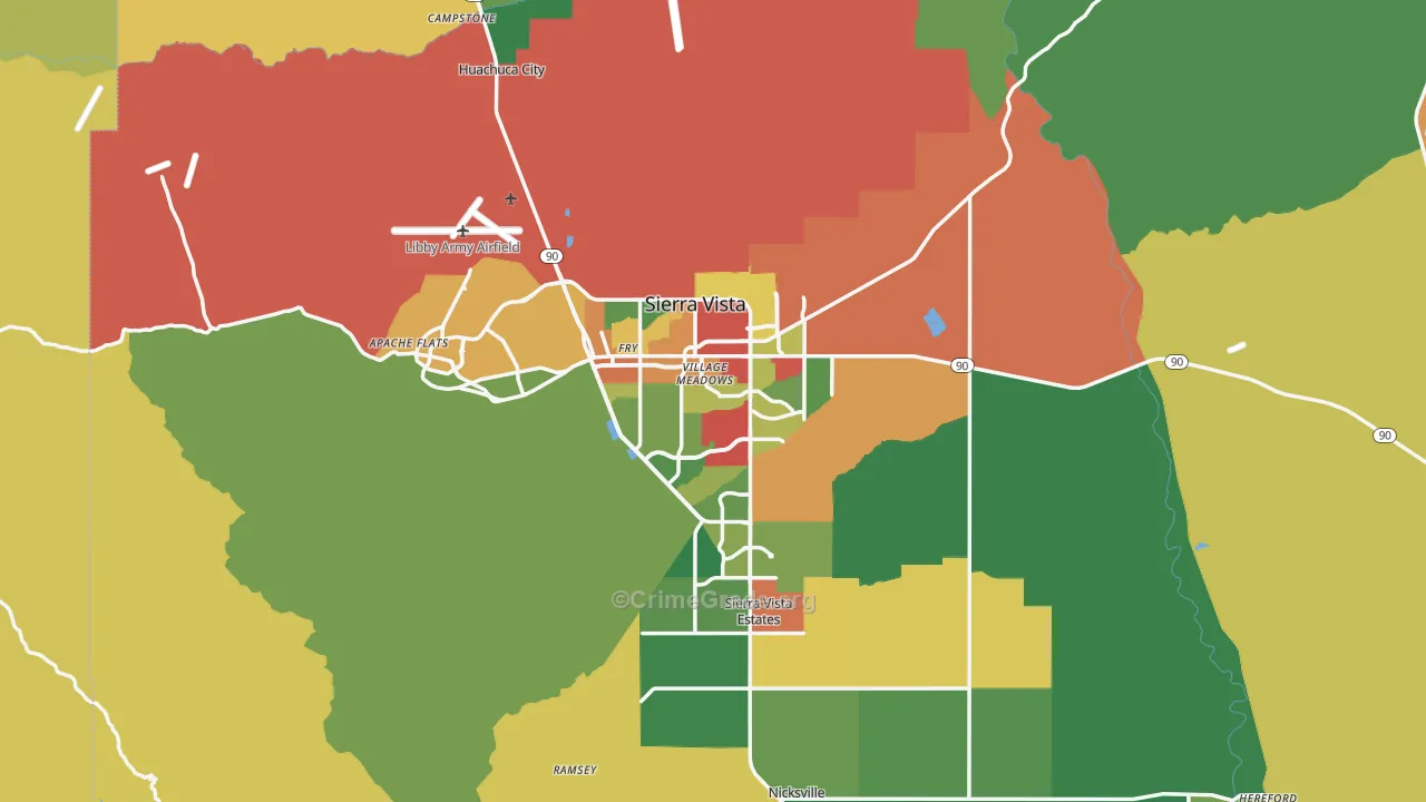 Sierra Vista, AZ Map of Theft Rates
