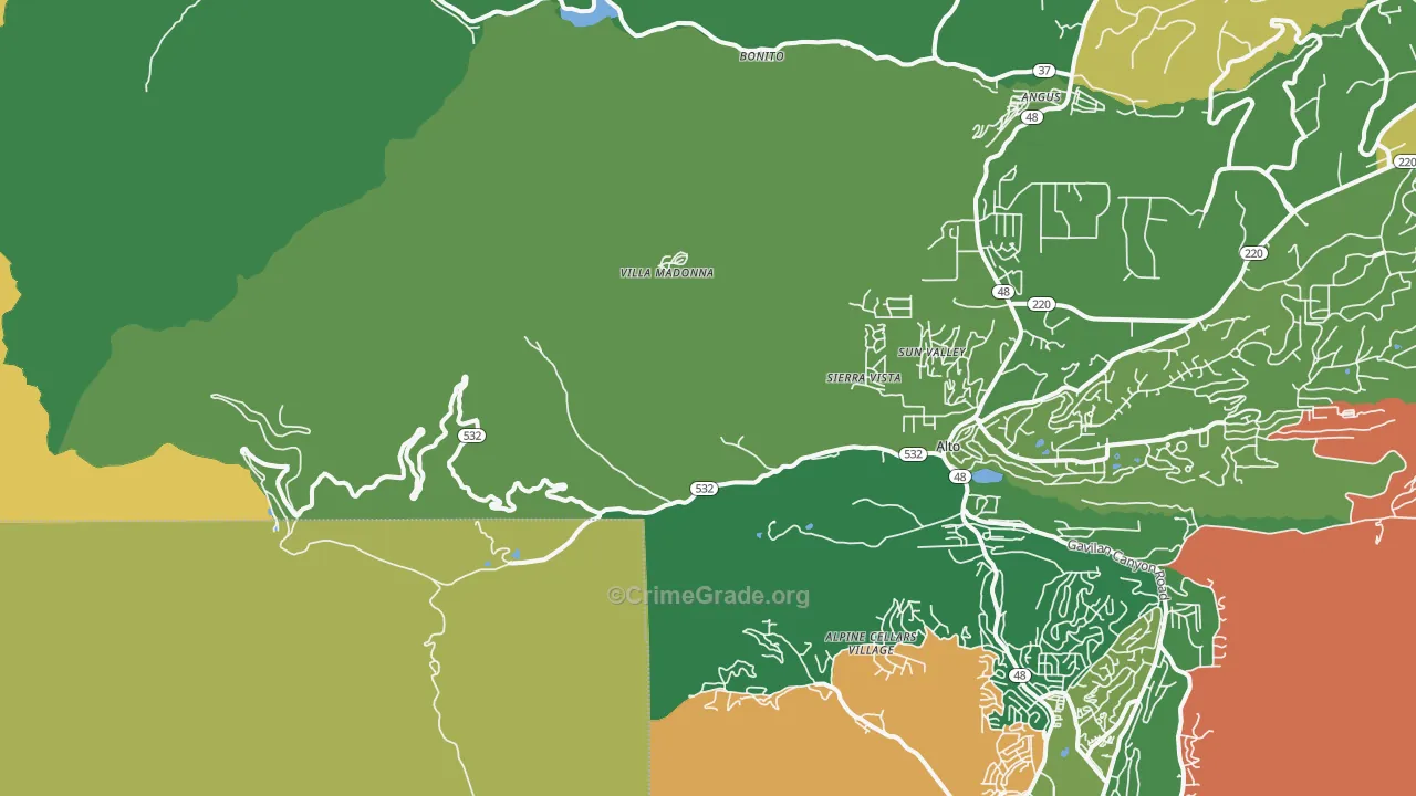 Sierra Vista, NM Map of Theft Rates