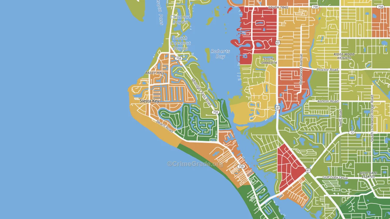 Siesta Key, FL Map of Theft Rates