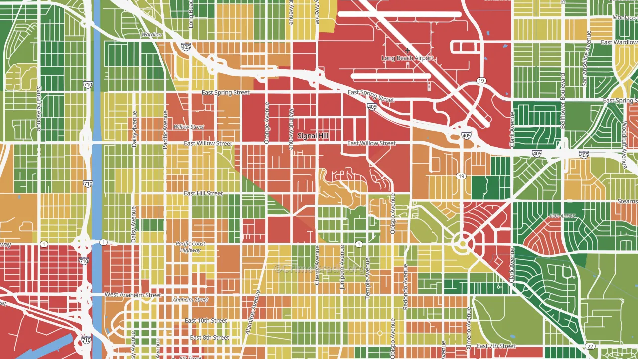Signal Hill, CA Map of Theft Rates