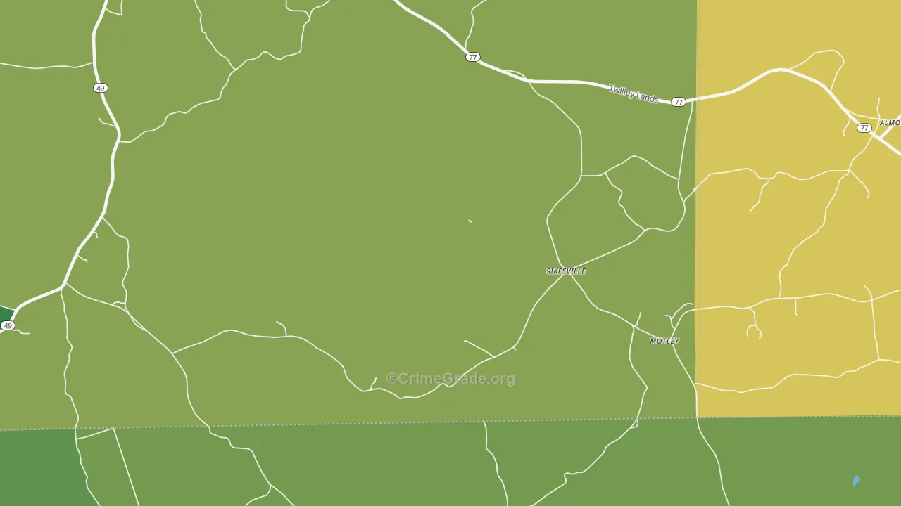 Sikesville, AL Map of Theft Rates