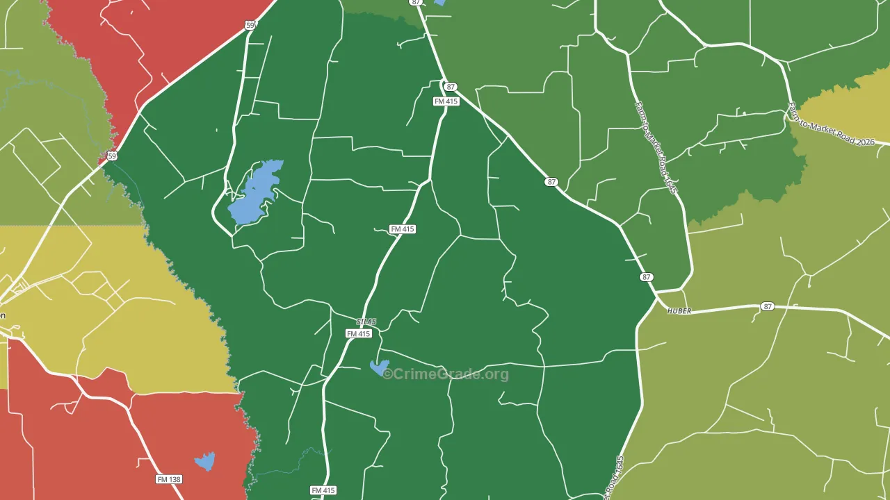 Silas, TX Map of Theft Rates