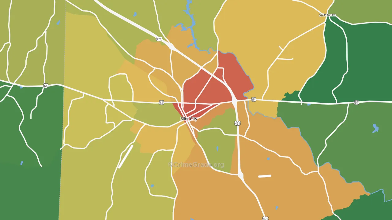 Siler City, NC Map of Theft Rates