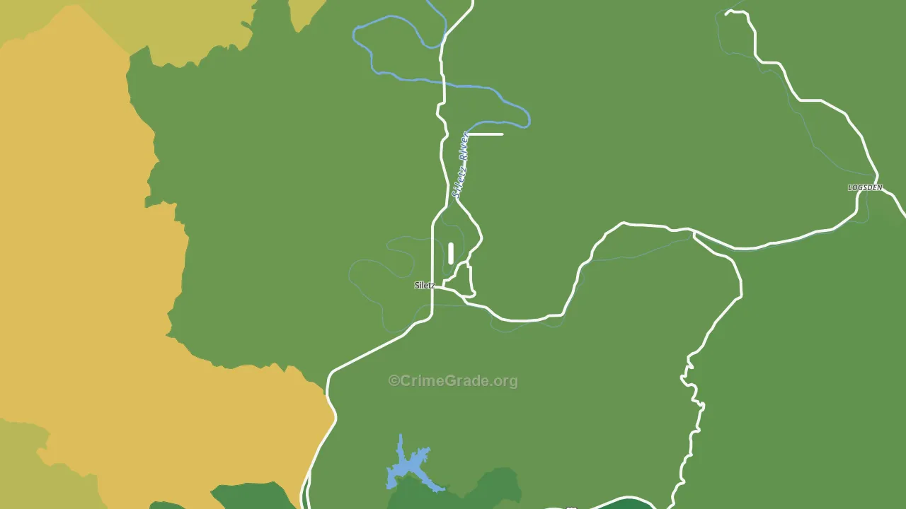 Siletz, OR Map of Theft Rates