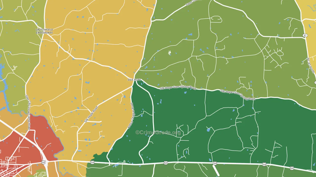 Silk Hope, NC Map of Theft Rates